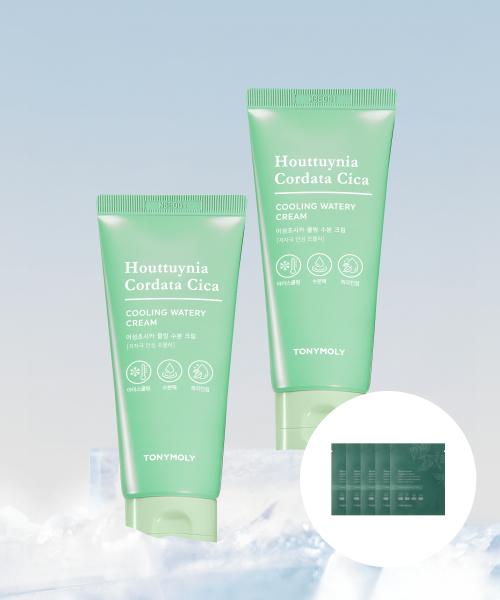 Tonymoly [2pack] Houttuynia Cordata Cica Cooling Moisture Cream 90ml + Houttuynia Cordata Mask Pack 5 Sheets Gift FREE