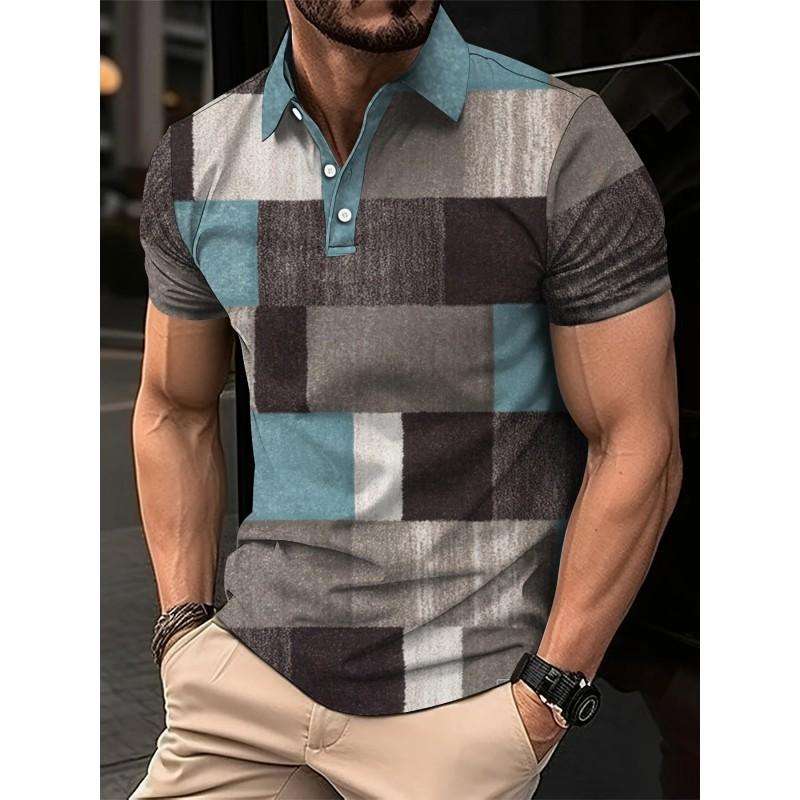 Mens Oversized Retro American Style Polo Shirt With 3D Digital Print Pique Cotton Breathable Comfortable Casual Wear