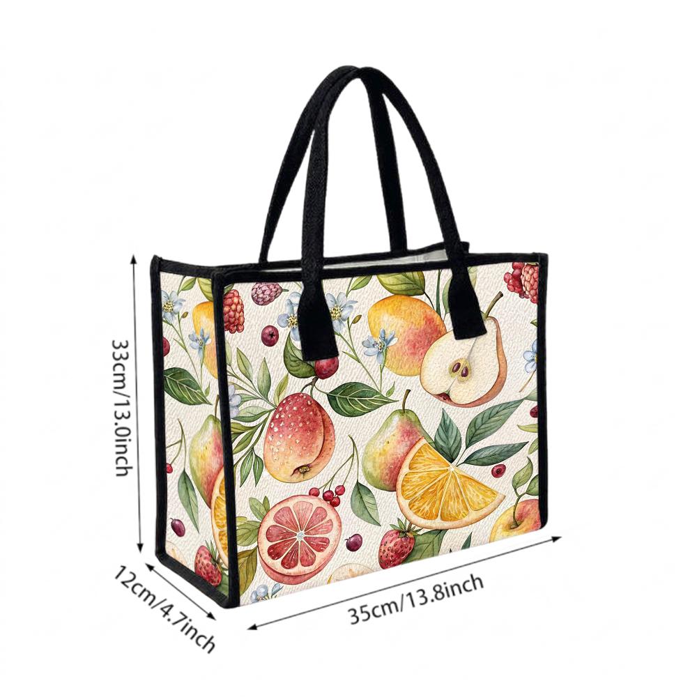 Vintage Fruit Pattern Portable Casual Tote Fashion Outdoor Daily Handbag