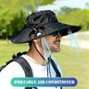 Adjustable Wide Brim Sun Caps Built-in Fan Bucket Cap with Fans Cooling Fisherman Hat  Hiking