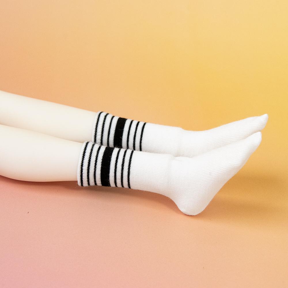 1/4 BJD Fashion Casual Knit Sports Short Socks Black White Striped Socks for 40cm SD/DD Jointed Doll Accessories