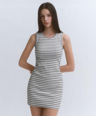 Woman Women'S Striped Tank Dress [Ivory]