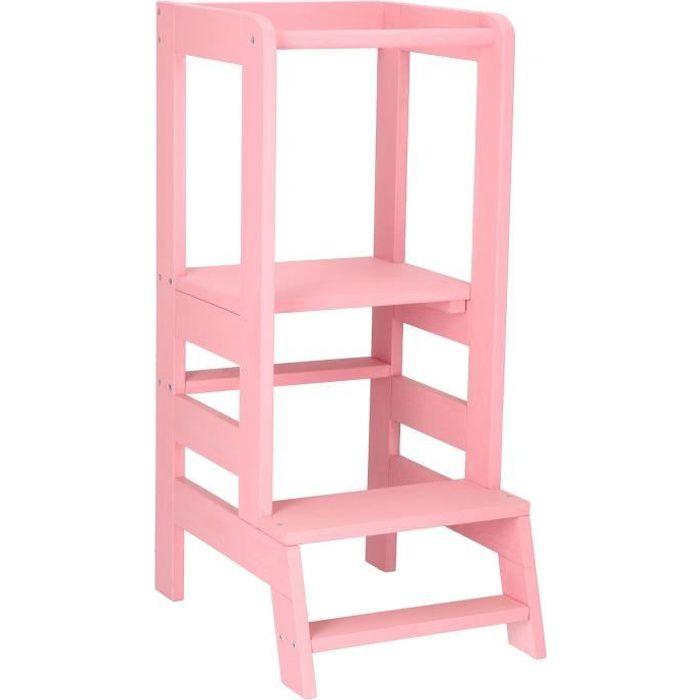 Tour d'apprentissage pour enfants SPRINGOS® - Rose - Hauteur réglable - Charge max 100 kg