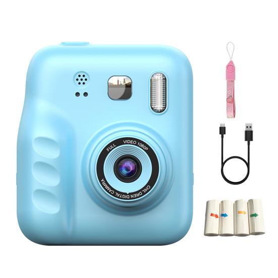 Vaikų momentinis fotoaparatas su 2 colių IPS ekranu 1080P Nešiojamas kelioninis vaizdo įrašymo įrenginys Mažylių momentinis skaitmeninis spausdinimo fotoaparatas Žaislas su nuotraukų popieriumi