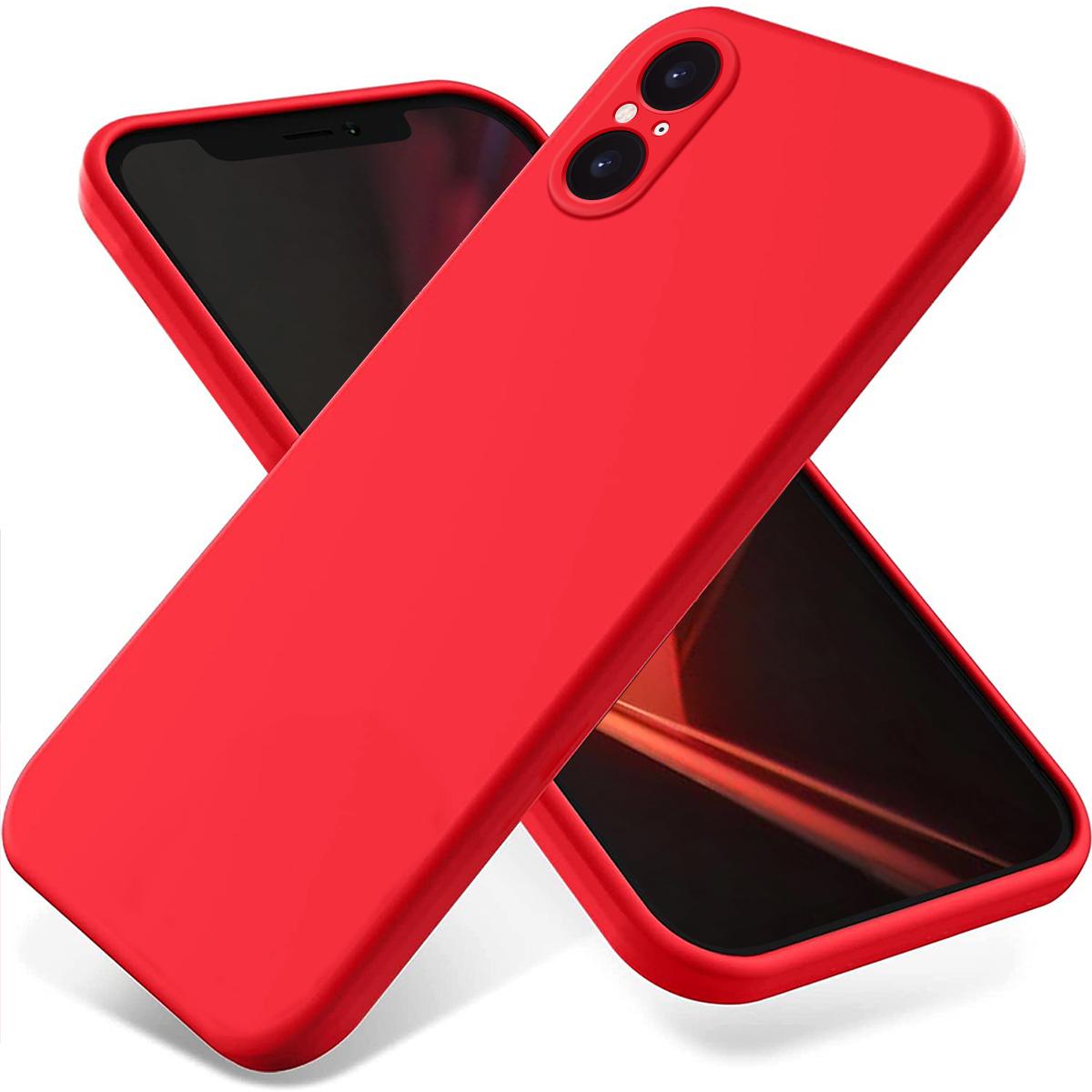 

For Sony Xperia 5 V Cell Phone Case Liquid Silicone+Soft Lining Shell Anti-Scratch Cover Red