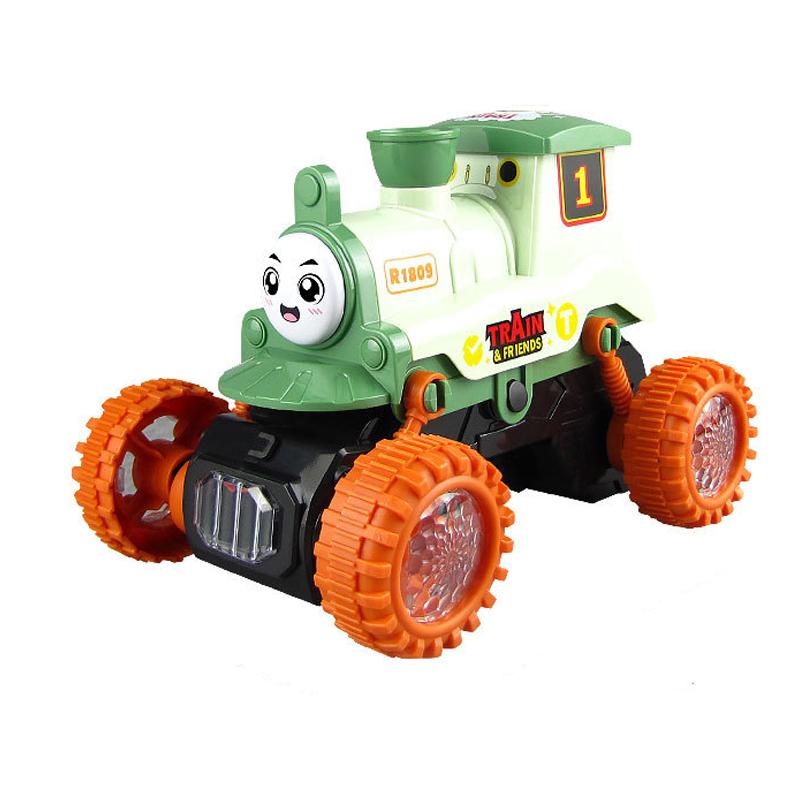 For Funny Stunt Steam Train Model Toys With Lights Music Electric Smoke Spray Car Battery-Operated Steaming Train Baby Kids Toys