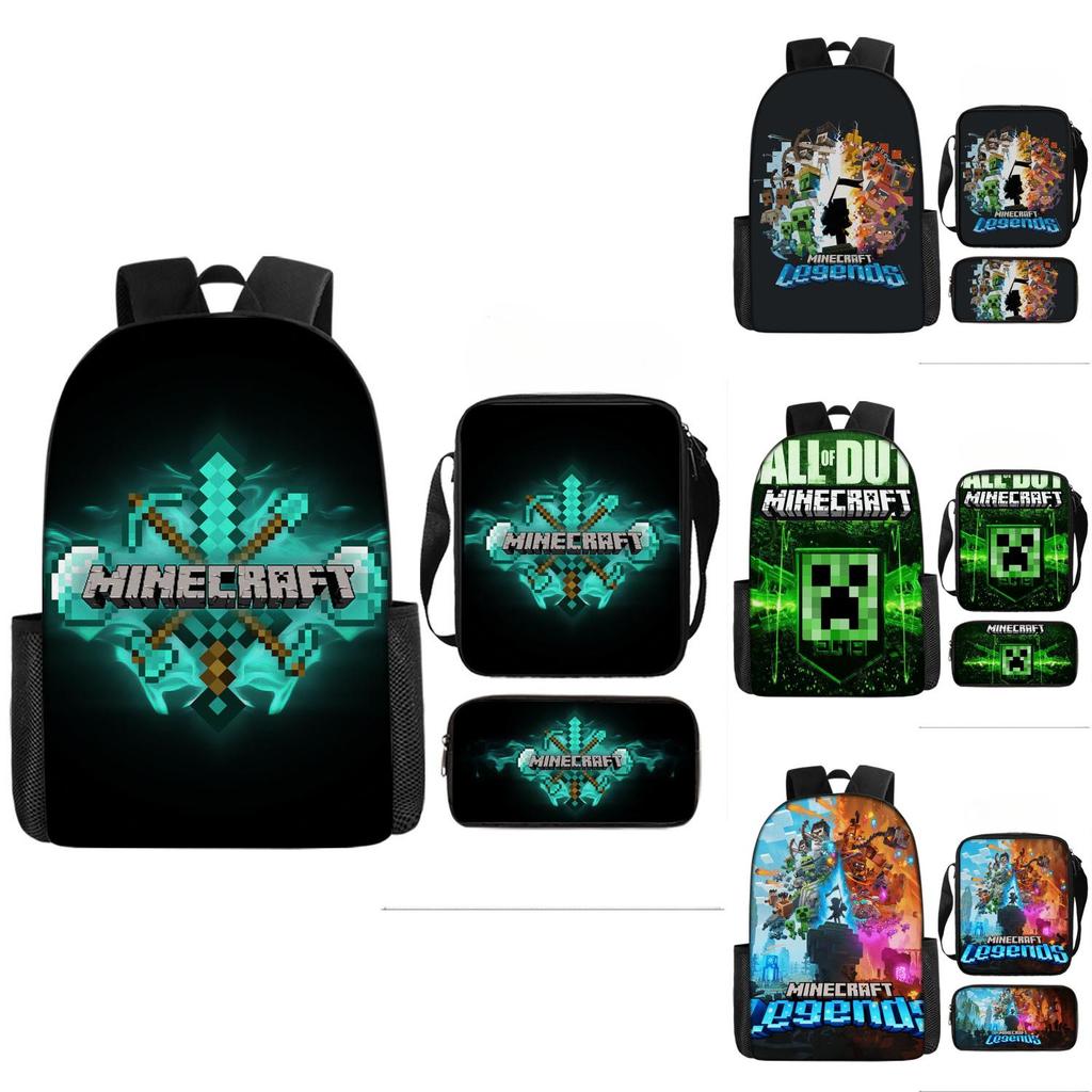 Minecraft 3in1 Oxford Backpack Set With Pen Case And Sling Bag For Students