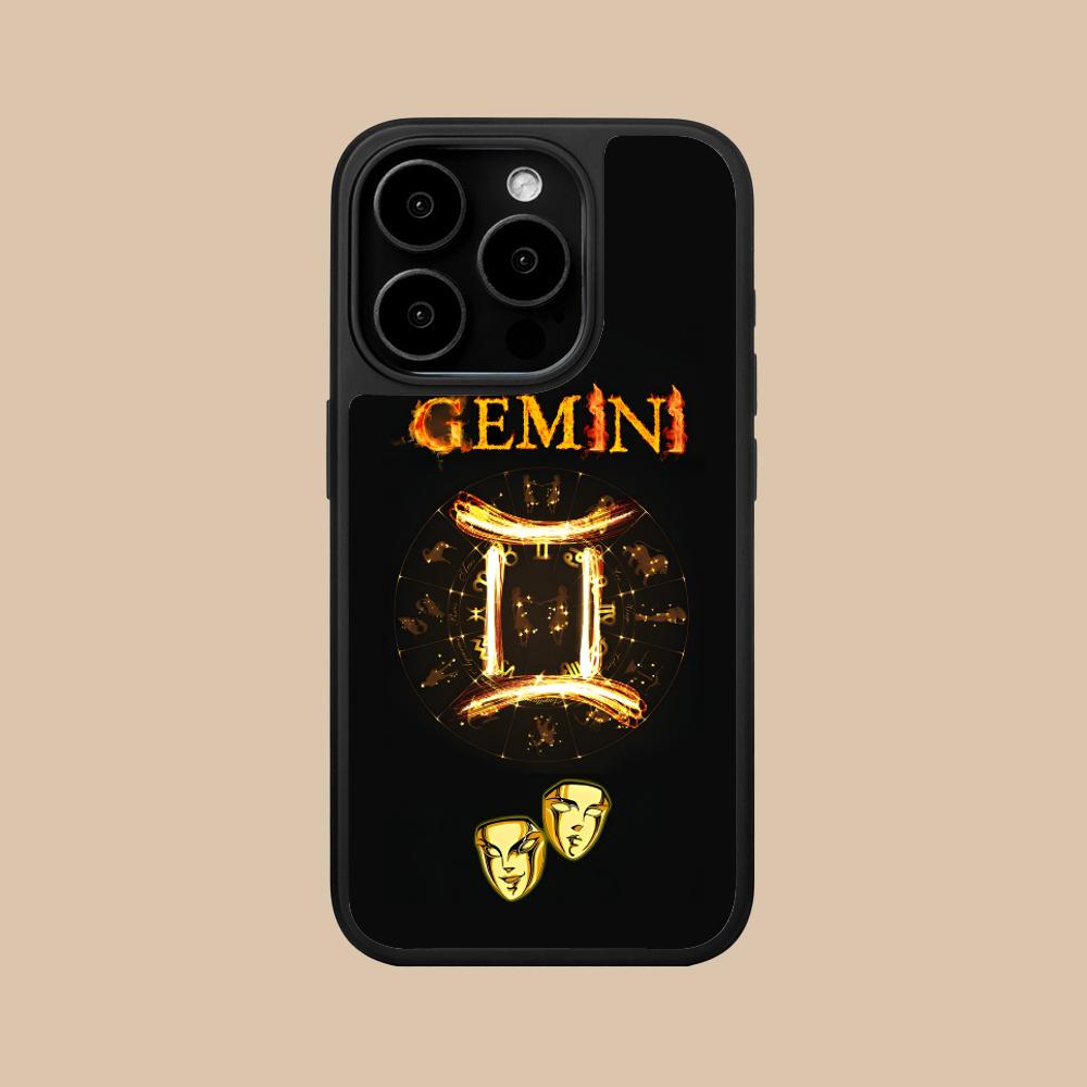 

Zodiac Sign Gemini Phone Case for iPhone 17 16 15 14 13 12 11 Air Pro Max Plus Matte Surface Cover iPhone 11