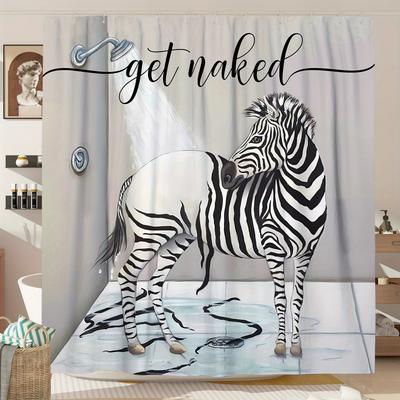 1ks zebra svlékni se černobílá sprchový závěs zábavný roztomilý selský koupelnový dekor polyester pratelný v pračce sprchový závěs
