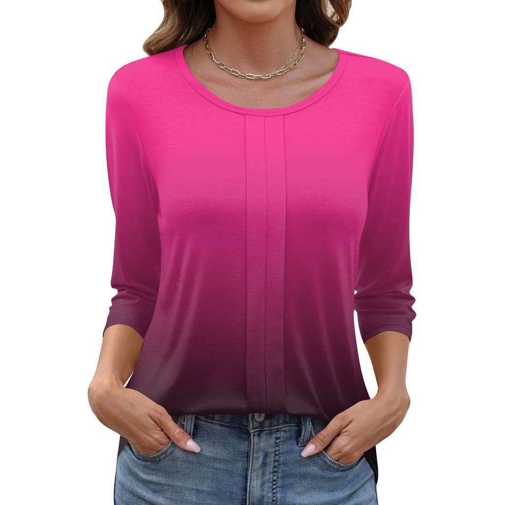 Modisches, lässiges Pullover-Oberteil mit Dreiviertelärmeln und bedrucktem Kragen für Damen