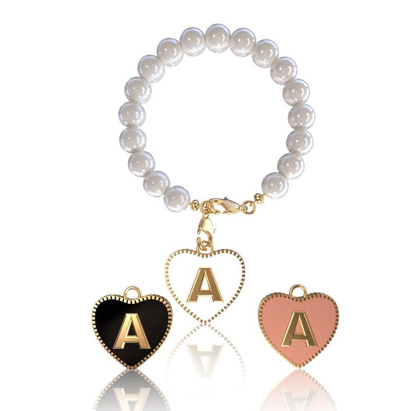 Letter Set Bracelet Stainless Steel Love Letter Pendant Lobster Buckle Water Cup Pendant Pearl Set Bracelet A