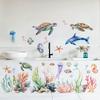 Cartoon, Watercolor Ocean, Coral, Jellyfish, Turtle, Decorative Wall Stickers, Bedroom and Bathroom Beautification, Home Decoration Stickers