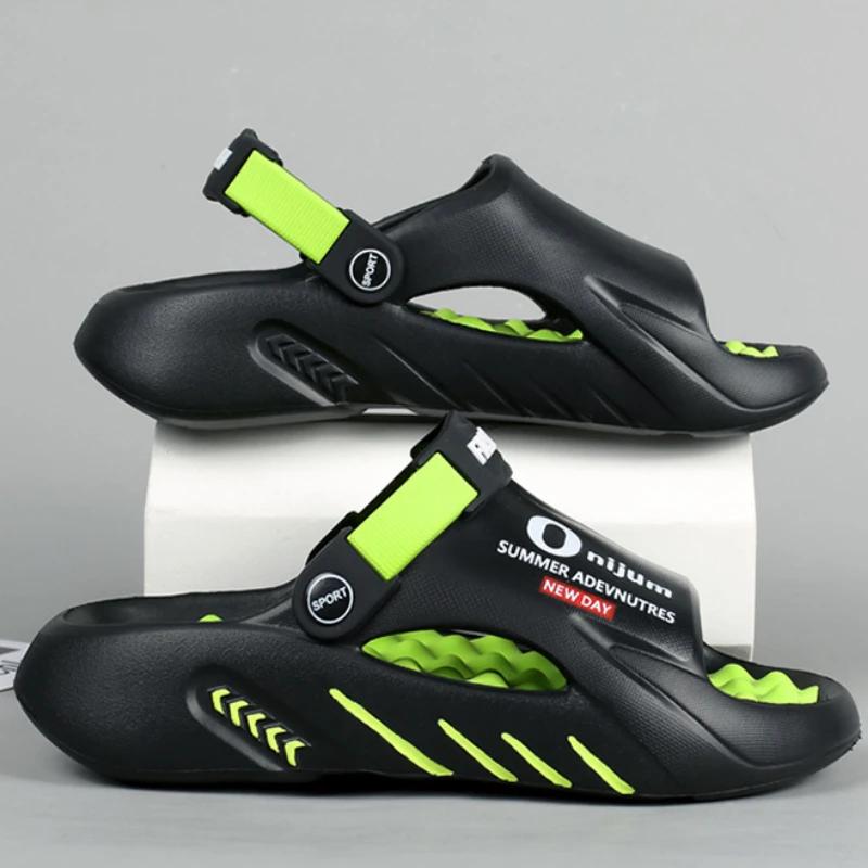 New Slippers for Men, Summer Thick Soled Comfortable Sandals, Outdoor Beach Anti Slip Casual Shoes, Plus Size Sports Sandals