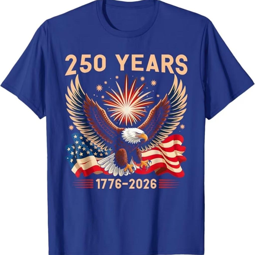 250 Years Anniversary 1776-2026 Eagle Flag Graphic Unisex's T-Shirt Cotton Short Sleeve Tee Casual