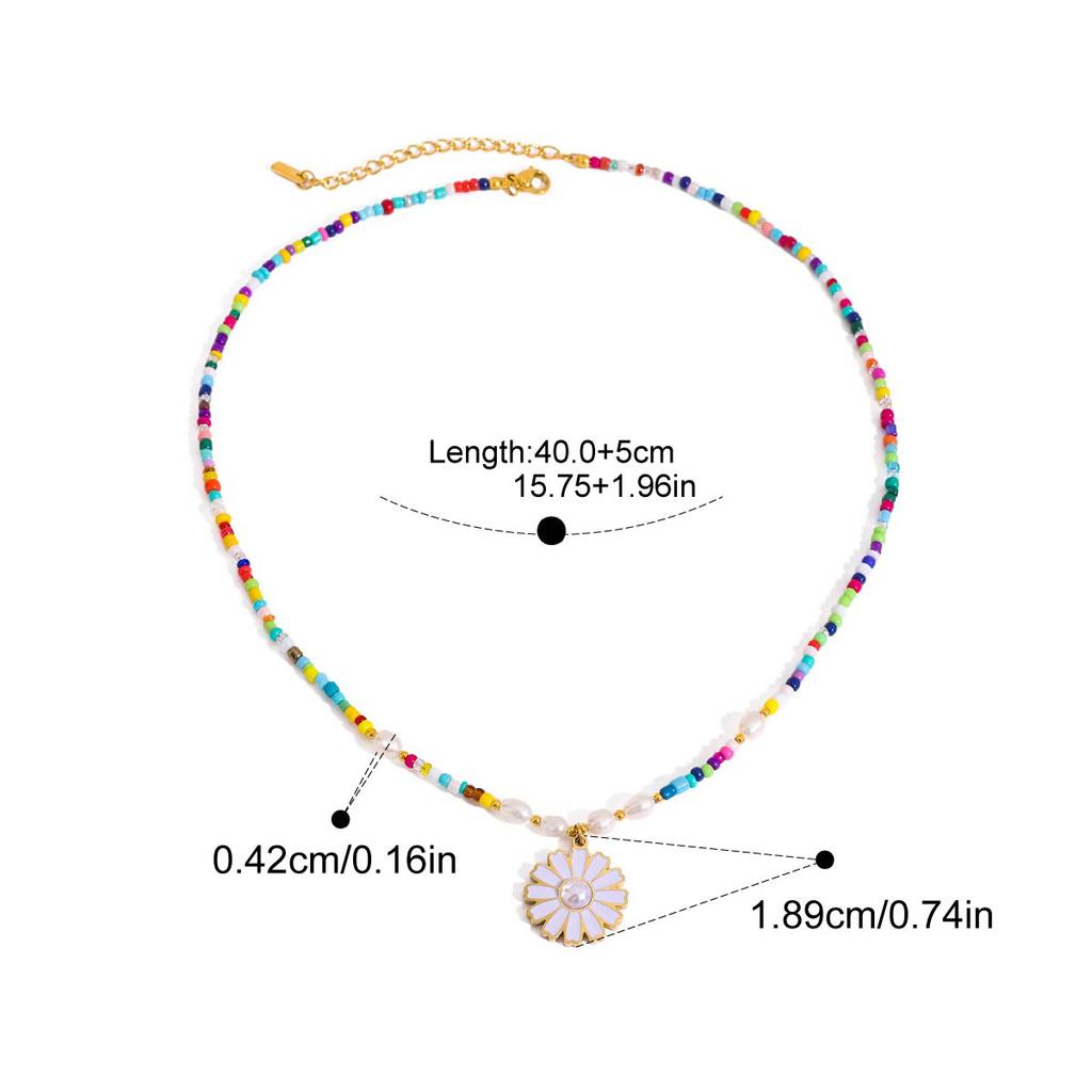  Beach Ocean Vacation Style 18K Gold Color Stainless Steel Pendant Necklace Natural Stone Bead Necklace Women