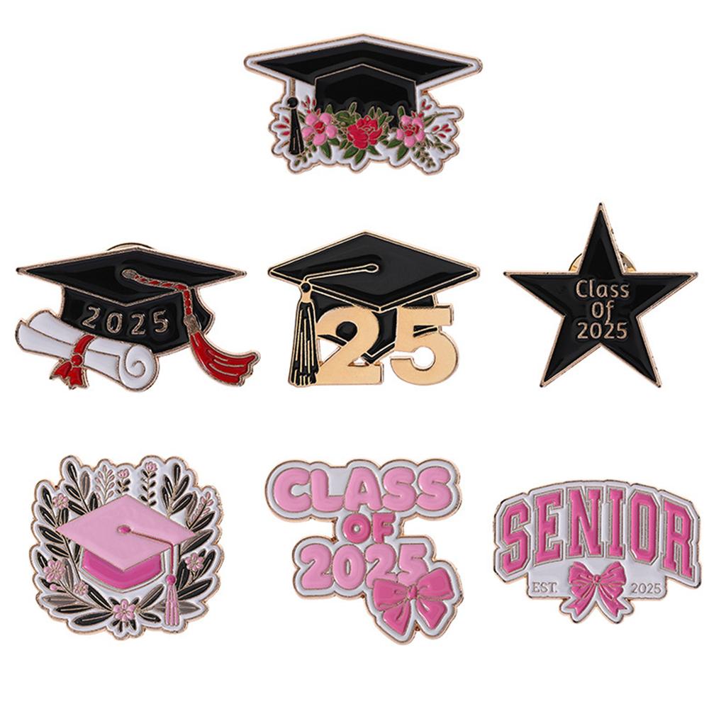 Graduation Cap Brooch Set Elegant Alloy Hat Lapel Pins Graduation Hat Pin For 2025 Graduate Women Celebrations