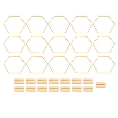 15PCS Hexagonal Floral Hoop Centerpiece for Table with Wood Place Holders Wreath Hoop Macrame for