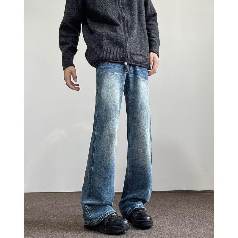 JYL Men's Flare Jeans American Vintage Blue Winter Cleanfit Tall Denim Pants