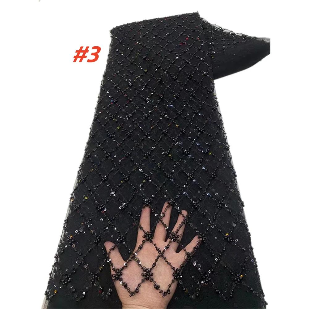 

Gold African Sequins Lace Fabric 2025 High Quality French Nigerian Groom Lace Mesh Fabrics Beads For Sewing Dress Wedding Party 1 yard&120cm