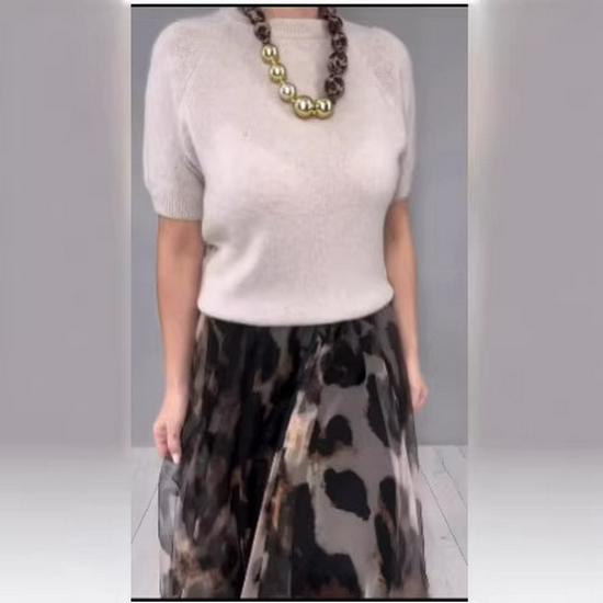 2025 European Style Women's Solid Mesh Skirt & Top Tee Set - Casual Fashion