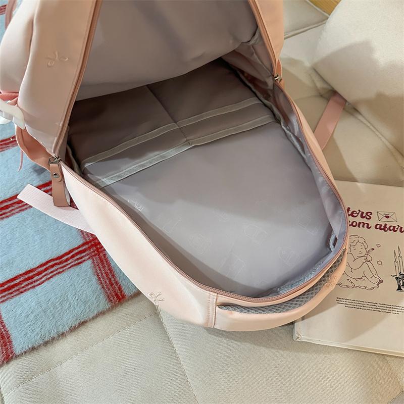 Damen-Rucksack mit Stickerei-Schleife, große Kapazität, Schultasche für Studenten