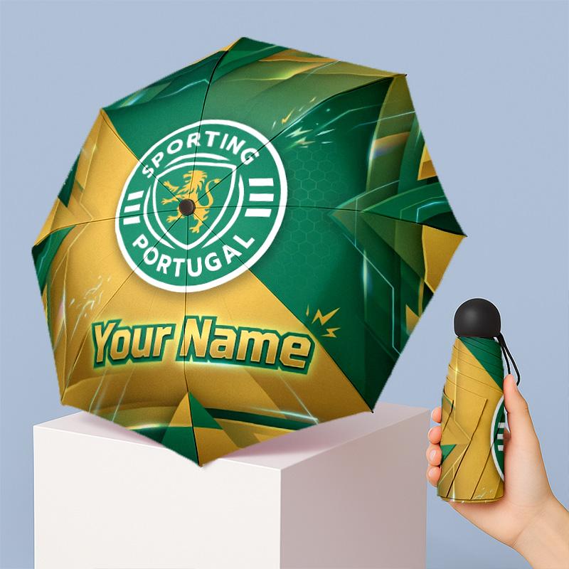Sporting CP Manual Five Fold 8 Rib Umbrella Support Custom Text, Lightweight Travel Umbrella