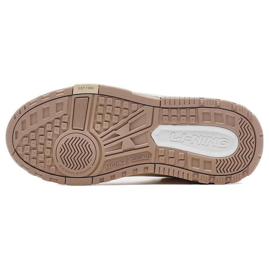 New LiNing Wave MID Versatile Vintage Skateboard Shoes Anti Slip Wear Resistant Mid Top Skateboard Shoes Women's Ecru AGCT224-1