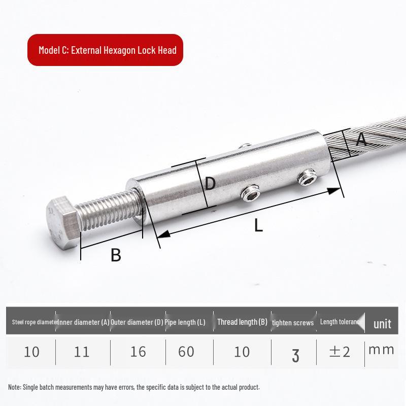 Tirante per Recinzione in Corda Metallica di Acciaio Inossidabile con Fibbia di Bloccaggio e Ghiera