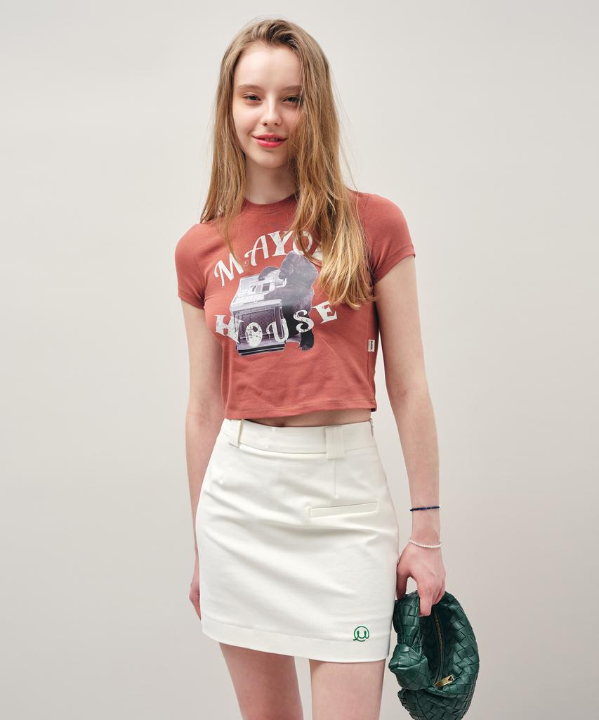 Mayol Symbol Embroidered Mini Skirt_Ivory