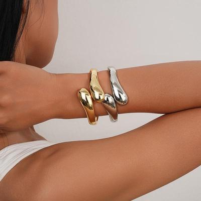Exquisites High-End Geometrisches Tropfen-Wickelarmband - Retro-Metall-Stil
