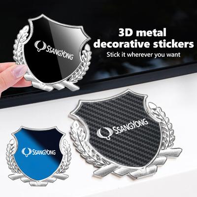 3D Metal Car Side Body Trunk Stickers Emblem Badge Decal Accessories For SsangYong Musso Korando Rexton Torres Kyron 2 Sanka
