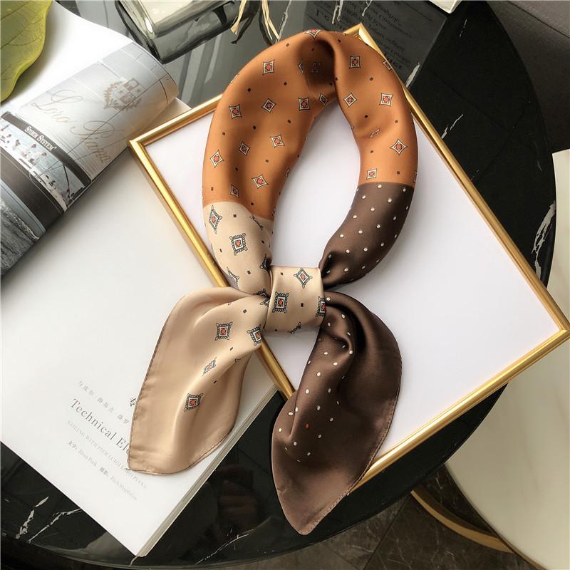 ins summer silk scarf small square scarf female Korean versatile literary decoration retro winter scarf occupation, spring, summer, autumn and winter 70-70cm