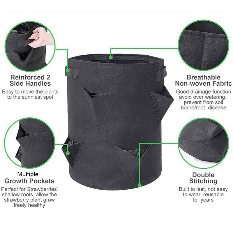 Garden Strawberry Planter Grow Bag Flower Fabric Pots Home Non Woven Jardin Veg  Tomato Planting Container