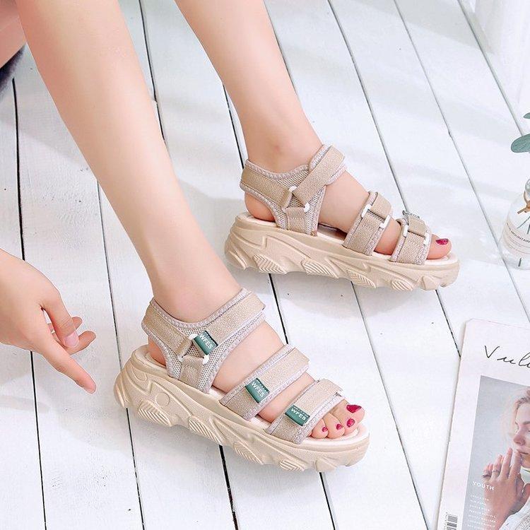 Summer New Platform Sandals Sports Style One-character Open-toed Velcro Sandals