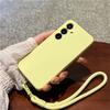 For Samsung Galaxy S25 Case Precise Cutouts Liquid Silicone+PC Phone Cover with Wrist Strap