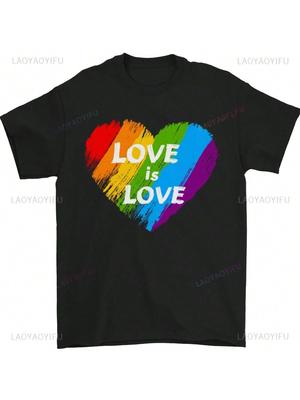 LGBT Love Is Love Gay Pride Day Awareness Unisex T-Shirt 100% Cotton Crew Neck T-Shirt