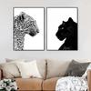 Black and White Leopard and Panther Wall Arts Prints, Wildlife Animal Posters Living Room Home Decor Wall Decor, NO Frame