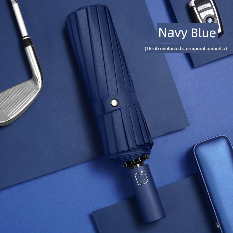 Automatic Umbrella Men's Large Reinforced Thickened Strong Wind-Resistant Sun Umbrella Folding Sun Umbrella Female Rain Or Shine Dual-Use Umbrella