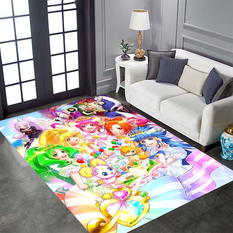 Pretty Cure Cartoon Rugs Are Suitable for Home Décor In Areas Such As Game Rooms, Bedrooms, Living Rooms, and Sofa Areas.