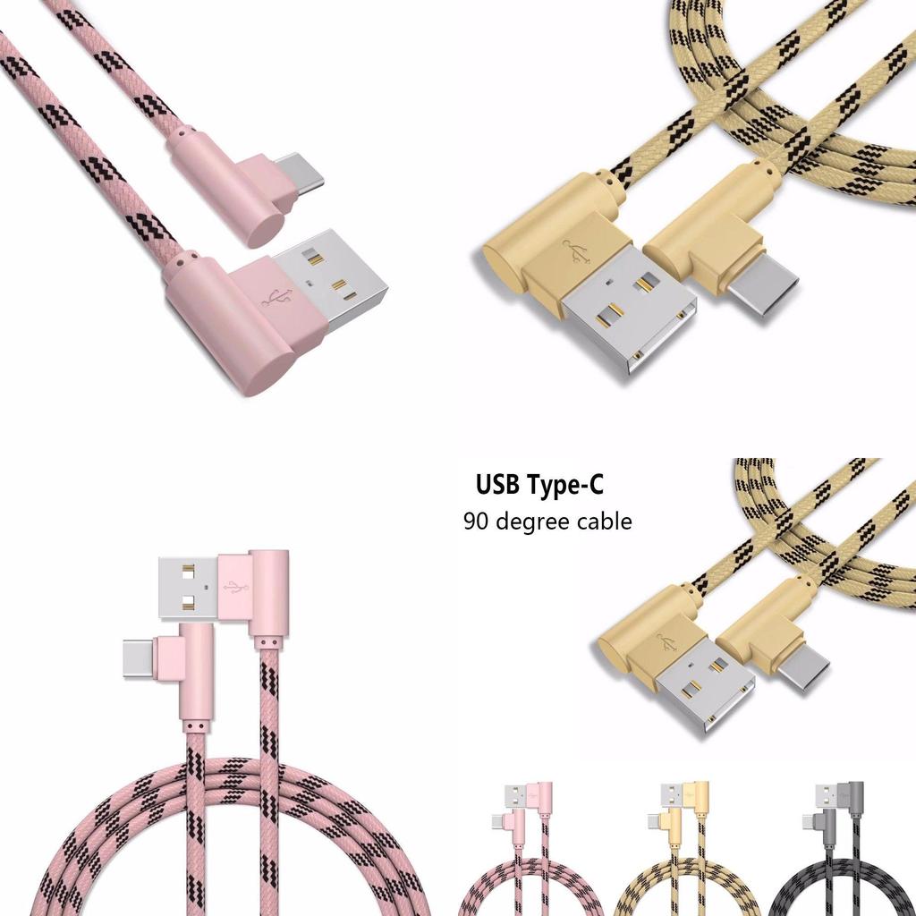 Преміальний плетенний Type C 90 градусів Прямий кут USB C Швидкісний кабель для синхронізації даних та зарядки для оптимальної продуктивності