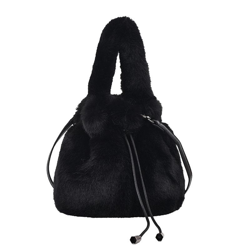 

Модная сумка повседневная женская сумка через плечо сумка плюшевая сумка-ведро чёрный