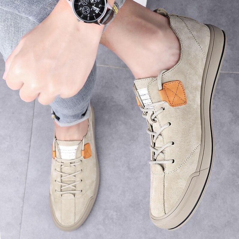 Men Shoes Spring Autumn Casual Outdoor Flats Men Handmade Lace Up Black Shoes For Men Cow Suede Leather Spring Autumn Men Shoes