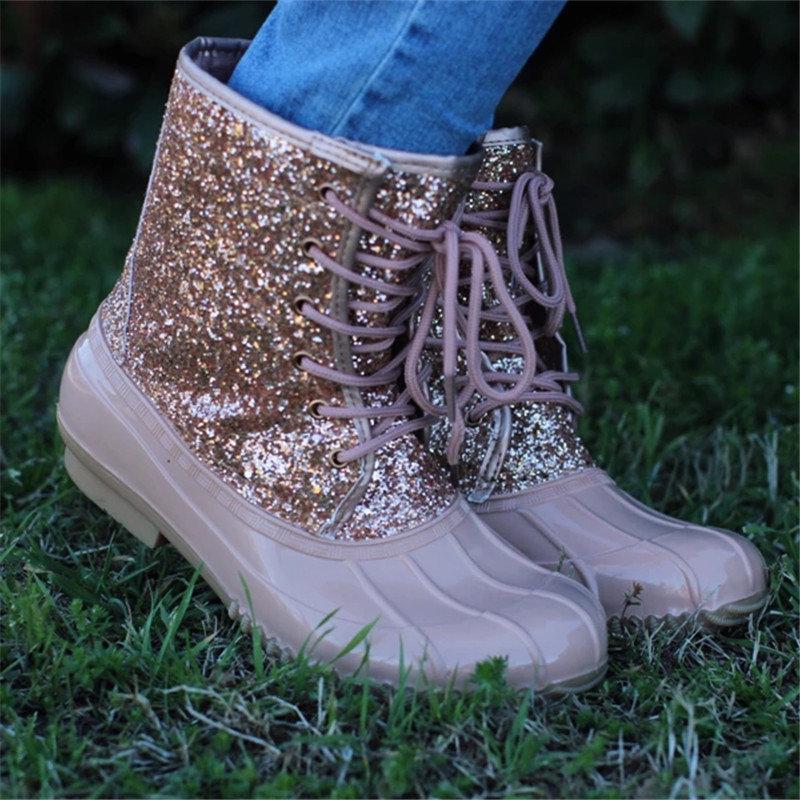 sequin duck boots