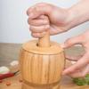 Splash-proof Manual Spice Crusher Premium Bamboo Garlic Masher Grinding Bowl with Lid  Home Kitchen