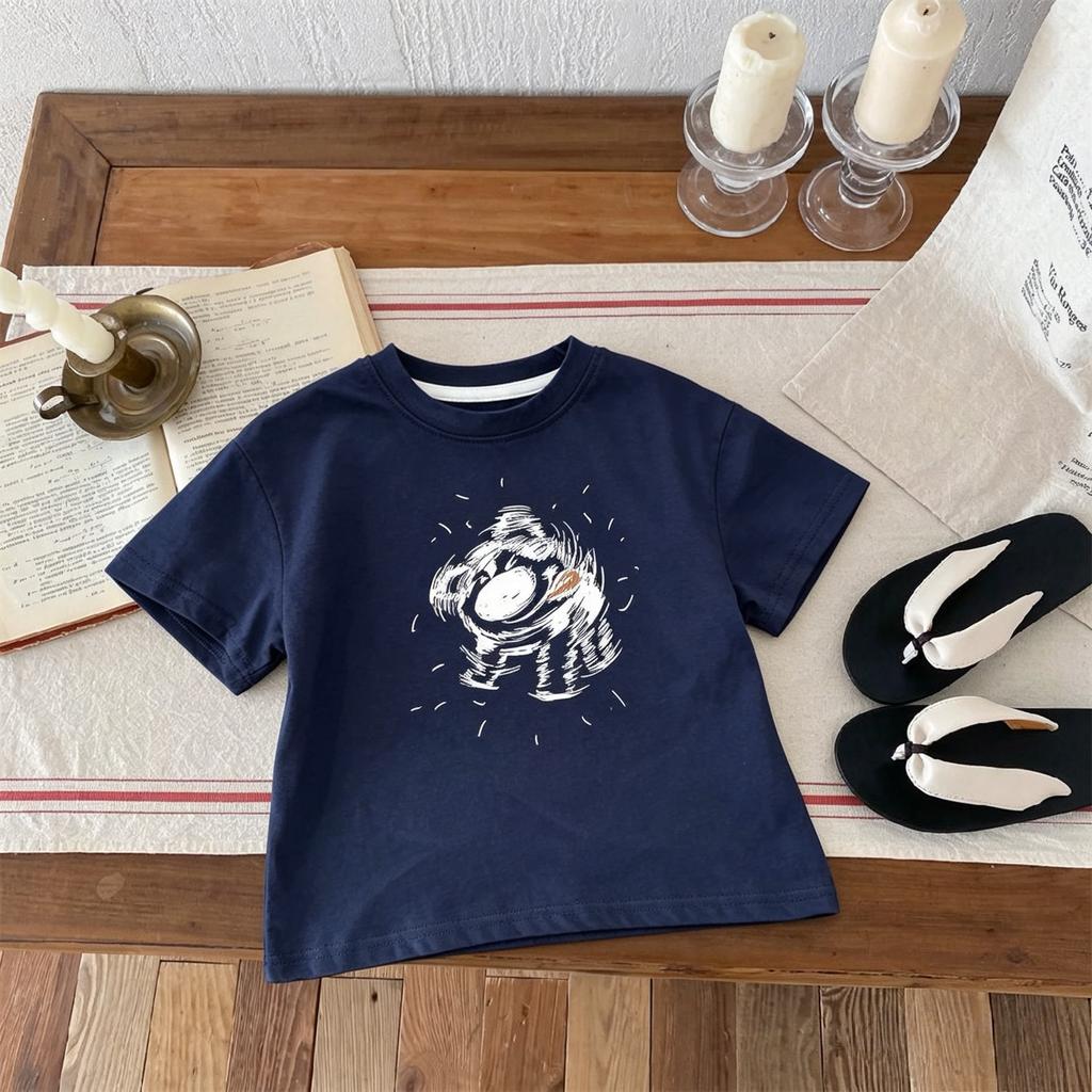 Korean Versatile Fashion Boys T-shirt Summer Clothing Loose Casual Short Sleeved Tops Kids Tops Children's Wear Tshirts Crewneck