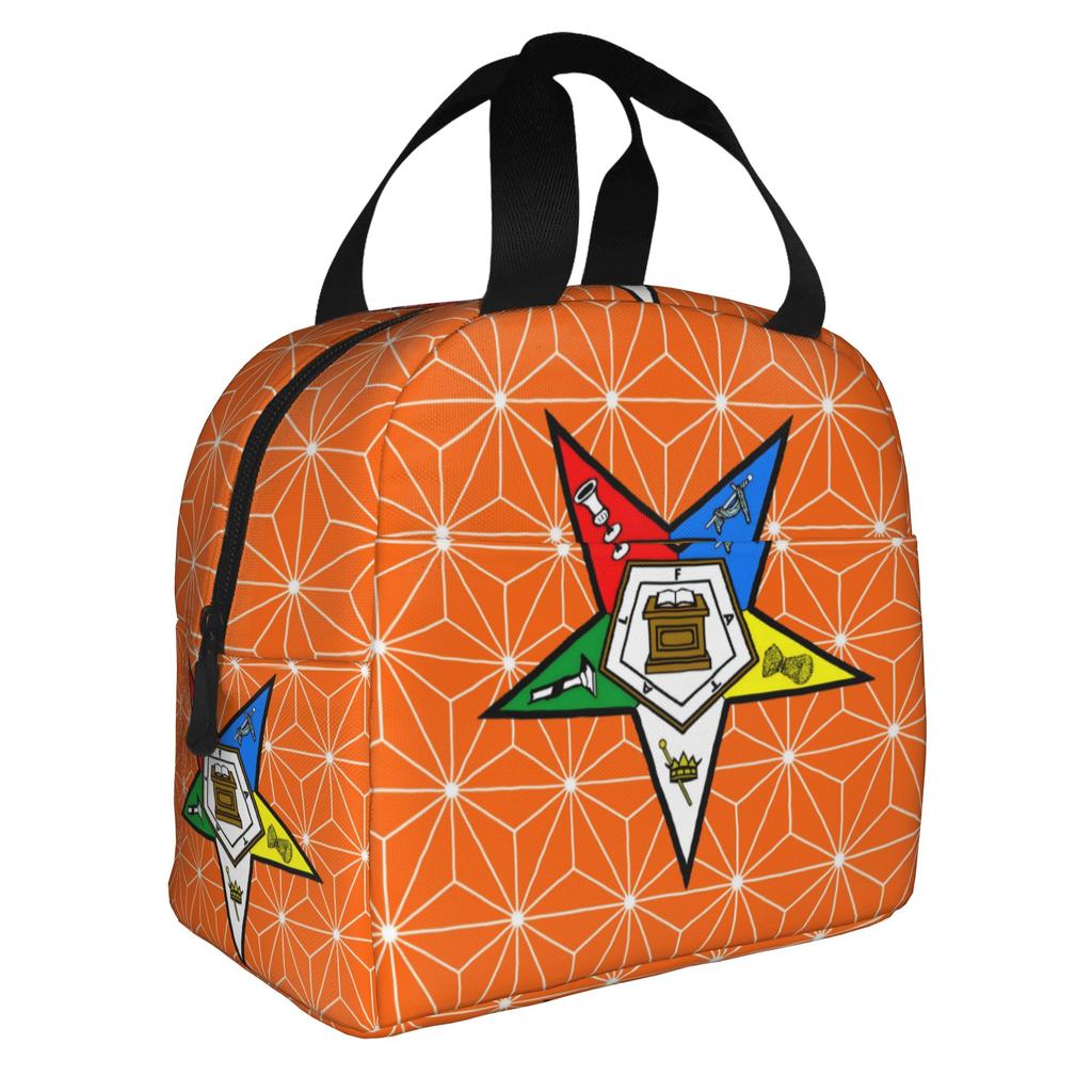 Order Of The Eastern Star Logo Thermal Insulated Lunch Bags Women  Portable Lunch Container for School Multifunction Food Box