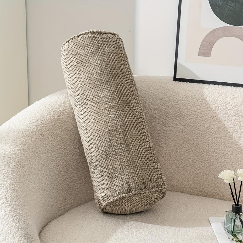 1pcs/set Chenille Cylinder Throw Pillow Japanese Minimalist Sofa Back Support for Neck Round Decorative Cushion for Home Office