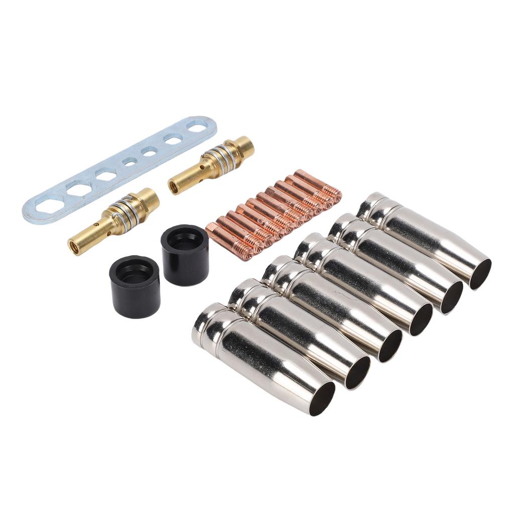 21Pcs Welding Gun Accessory Kit Brass 0.8mm Contacting Tip Gas Nozzle Gas Diffuser Set for MB15 15AK MIG MAG Welding Gun