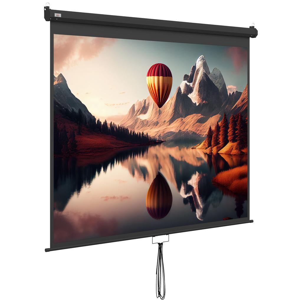 Projector Screen 100" Adjustable with Ceiling and Wall Mounting, 4:3 Format, 203x152cm, White and Black