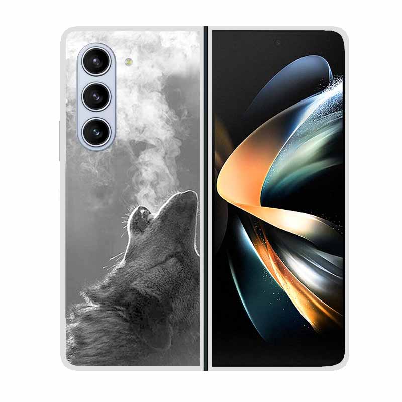 For Samsung Galaxy Fold 6 Case Cool Space Animal Clear Hard Phone Cases for Galaxy Z Fold6 5G 2024 Back Cover Zfold6 Shells Capa